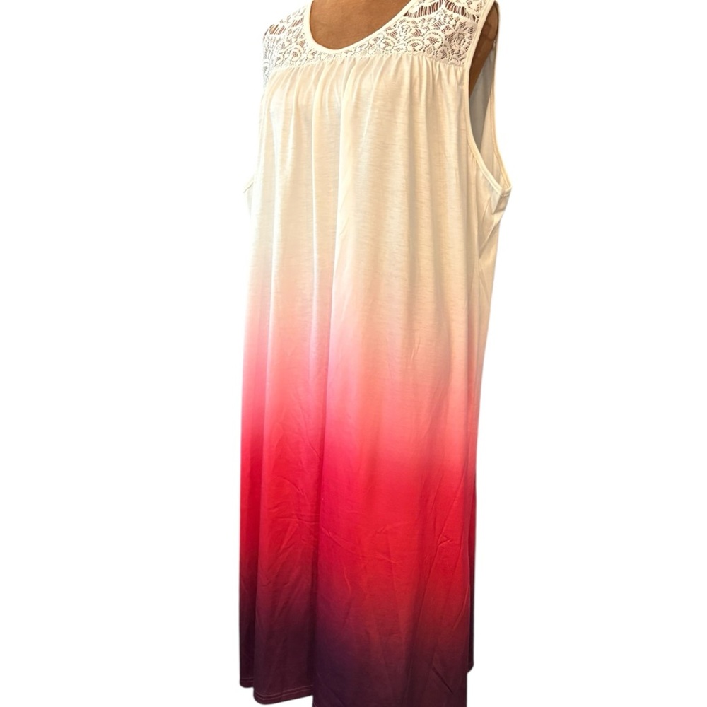 Hombre White Red Purple Short Dress Sz 2X-3X Lace Shoulders NEW A-Line Sundress